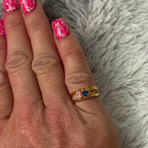 New Ring with Blue, Yellow, and Pink Gemstones size 7